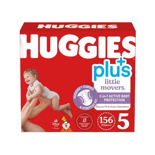 Huggies Little Movers Size 5 – 156 Count Leak-Proof Hypoallergenic Baby Diapers for Active Babies, Available in Nigeria from CSI Grocery