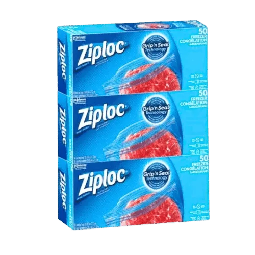 Ziploc Brand Large Freezer Bags, 3 packs of 50