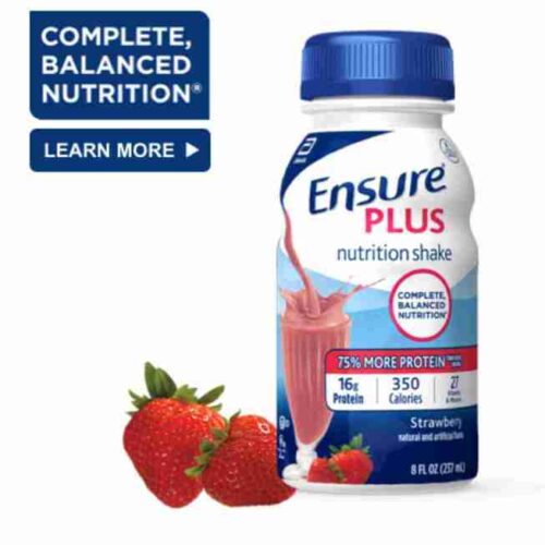Ensure Plus Strawberry Nutrition Shake. Pack of 24