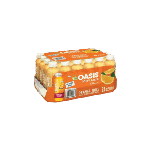 Oasis 100% Orange Juice 300ml, 24 bottles.