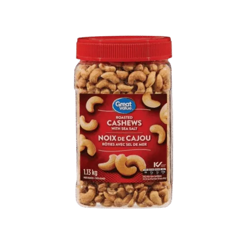 Great Value Roasted Cashews with Sea Salt – 1.13KG, Premium Roasted Cashews Lightly Salted with Sea Salt, Available in Nigeria from CSI Grocery