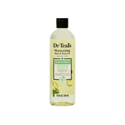 Dr Teal's Moisturizing Bath & Body Oil, Glow & Hydrate with Ceramides and Avocado Oil, 8.8 fl oz