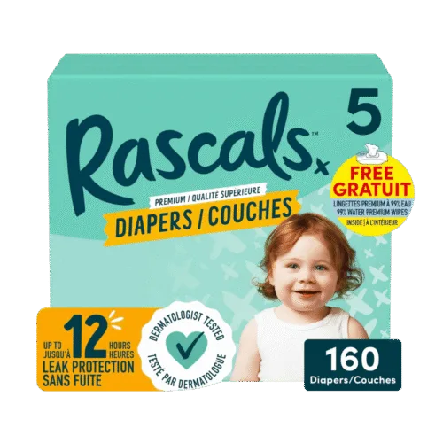Rascals Premium Diapers Size 5 – 160Count