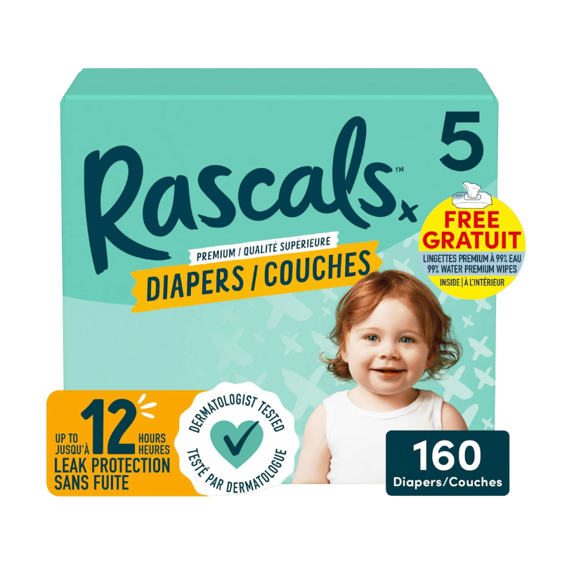 Rascals Premium Diapers Size 5 – 160Count