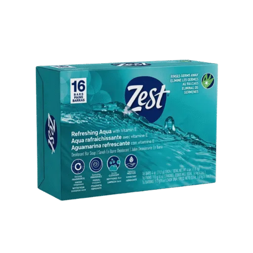 Zest Refreshing Aqua Deodorant Bar Soap – 16 Bars Pack