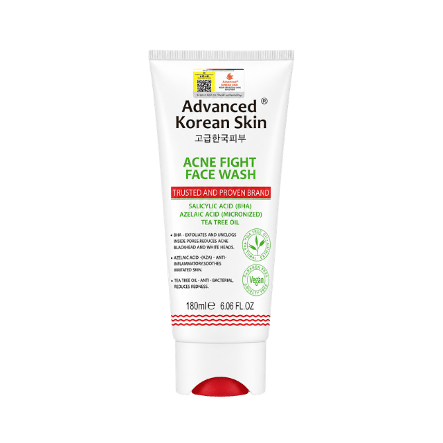 Advanced Korean Skin Acne Fight Face Wash with Salicylic Acid, Azelaic Acid & Tea Tree Oil