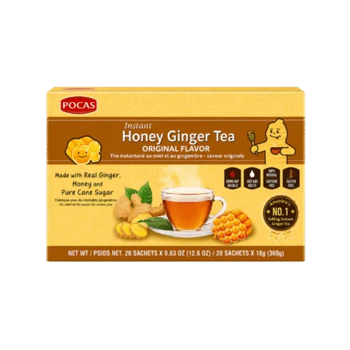 POCAS Instant Honey Ginger Tea with Pure Cane Sugar