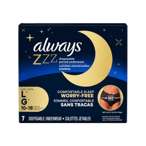 Always ZZZ Disposable Period Underwear – Size L (10–18), 7 Count