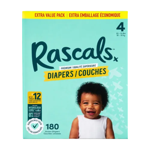 Rascals Premium Diapers Size 4 – 180 Counts