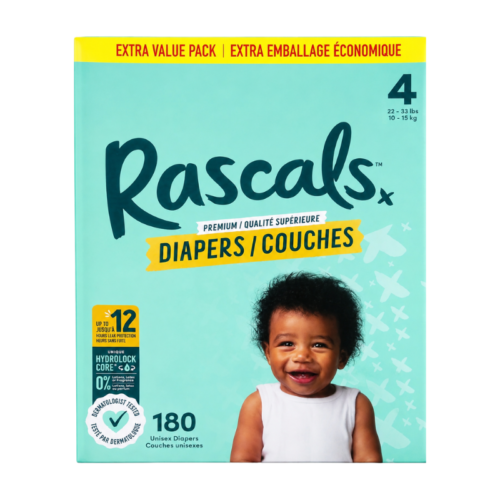 Rascals Premium Diapers Size 4 – 180 Counts