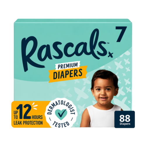 Rascals Premium Diapers Size 7 – 88 Count
