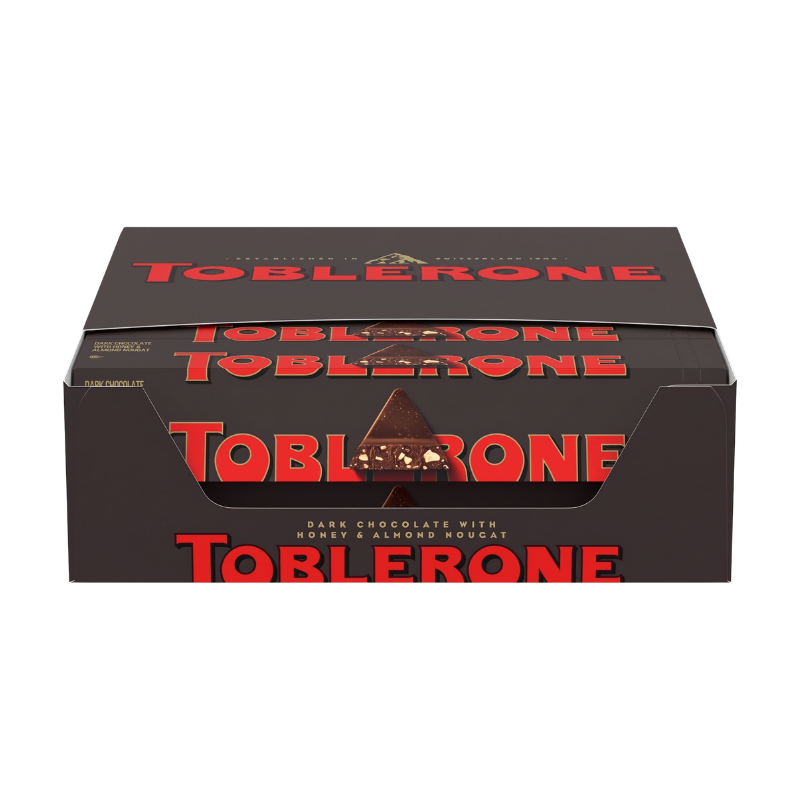 Toblerone Dark Chocolate with Honey & Almond Nougat Display Box – 100g x 20 Pack
