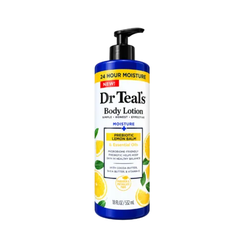 Dr Teal’s Body Lotion Prebiotic Lemon Balm & Essential Oils – 18 fl.Oz/532mL