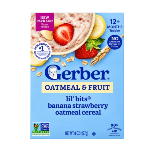 Gerber Lil’ Bits Banana Strawberry Oatmeal Cereal Packet – 8 Oz/227g
