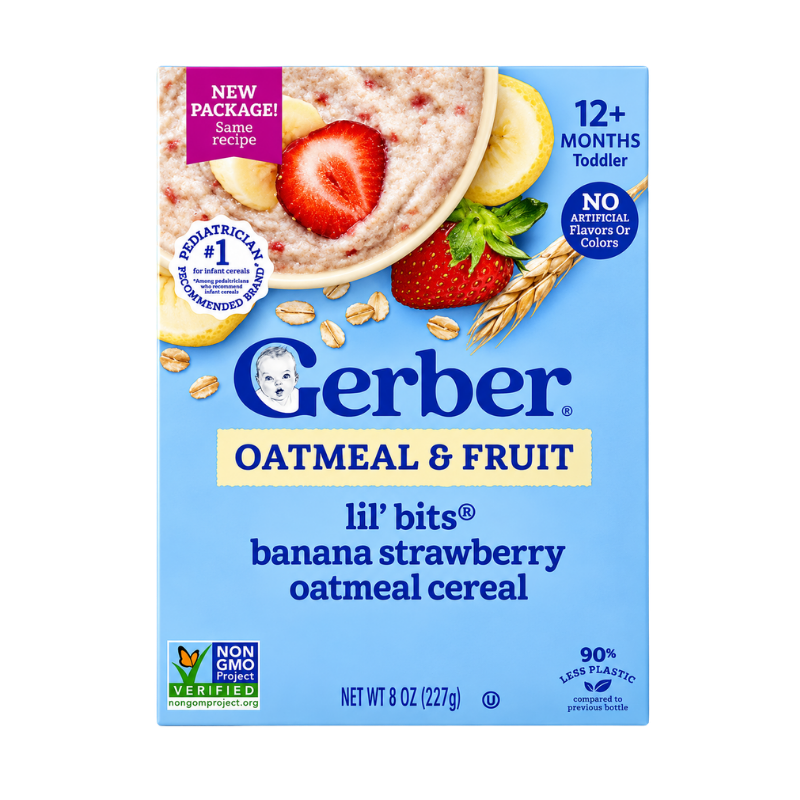 Gerber Lil’ Bits Banana Strawberry Oatmeal Cereal Packet – 8 Oz/227g